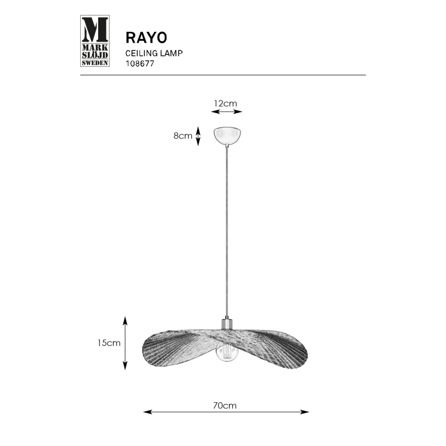 Markslöjd 108677 - Lustra ar auklu RAYO 1xE27/40W/230V bēša/bambusa