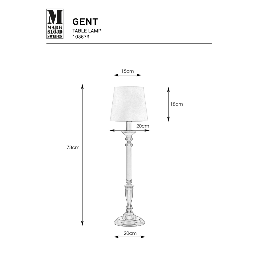 Markslöjd 108679 - Galda lampa GENT 1xE27/40W/230V misiņš/melna/balta