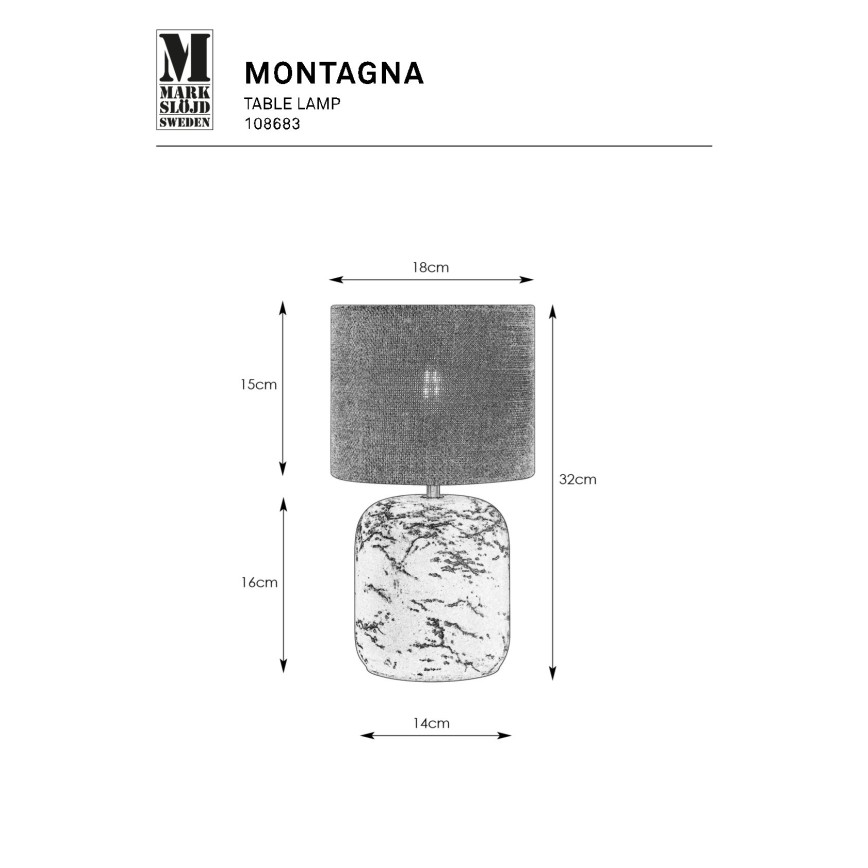 Markslöjd 108683 - Galda lampa MONTAGNA 1xE14/40W/230V 32 cm bēša/melna