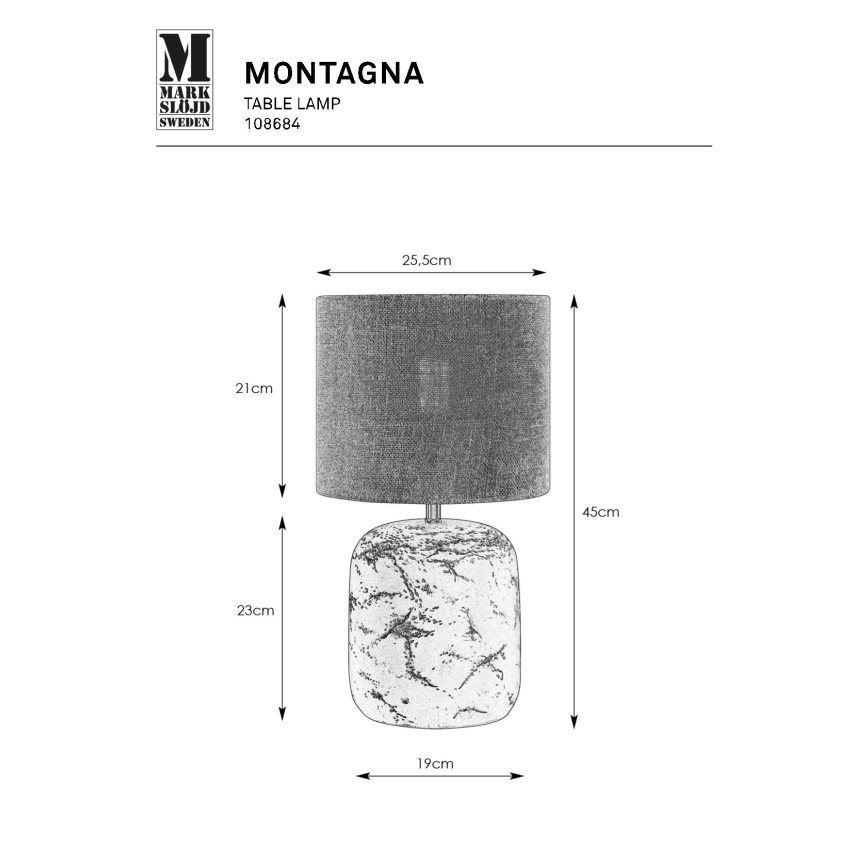 Markslöjd 108684 - Galda lampa MONTAGNA 1xE14/40W/230V 45 cm bēša/melna