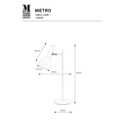 Markslöjd 108688 - Galda lampa METRO 1xE27/40W/230V balta