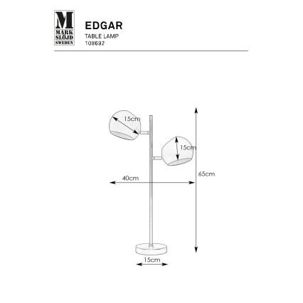 Markslöjd 108692 - Galda lampa EDGAR 2xE14/40W/230V zelta