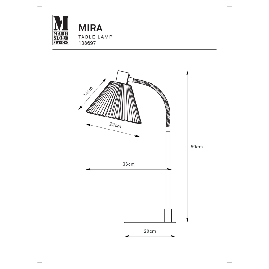 Markslöjd 108697 - Galda lampa MIRA 1xE14/40W/230V melna/balta