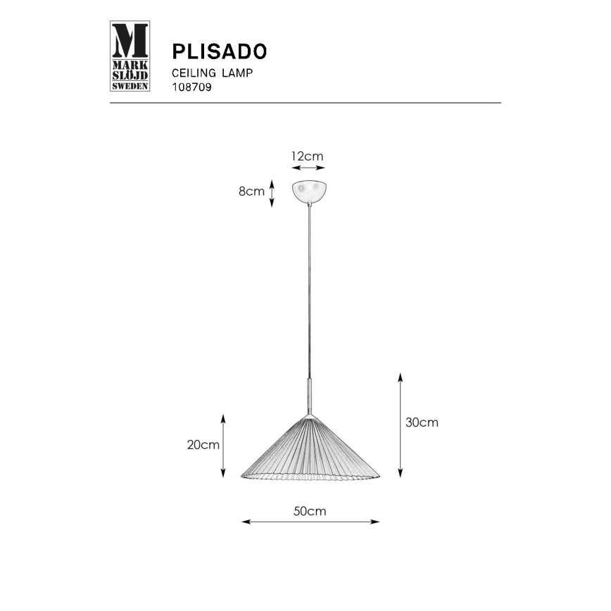 Markslöjd 108709 - Lustra ar auklu PLISADO 1xE27/40W/230V d. 50 cm pelēka