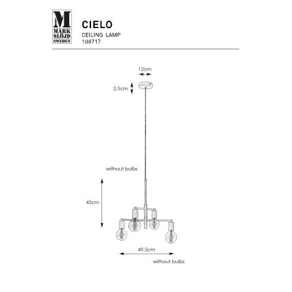 Markslöjd 108717 - Lustra ar auklu CIELO 6xE27/40W/230V melna