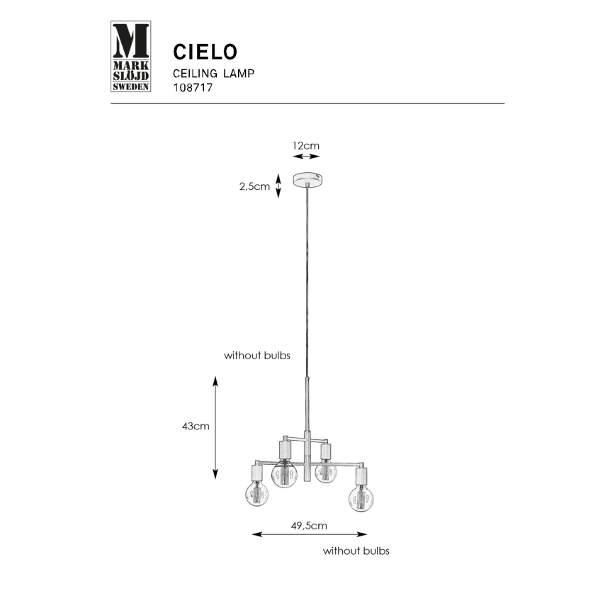 Markslöjd 108717 - Lustra ar auklu CIELO 6xE27/40W/230V melna