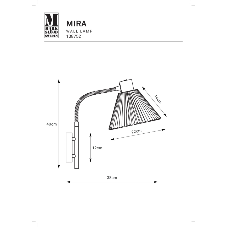 Markslöjd 108752 - Sienas lampa MIRA 1xE14/40W/230V melna/balta