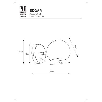Markslöjd 108754 - Sienas lampa EDGAR 1xE14/40W/230V zelta