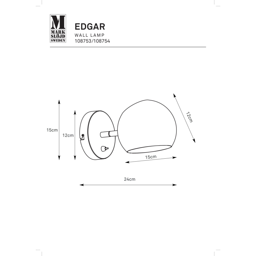 Markslöjd 108754 - Sienas lampa EDGAR 1xE14/40W/230V zelta
