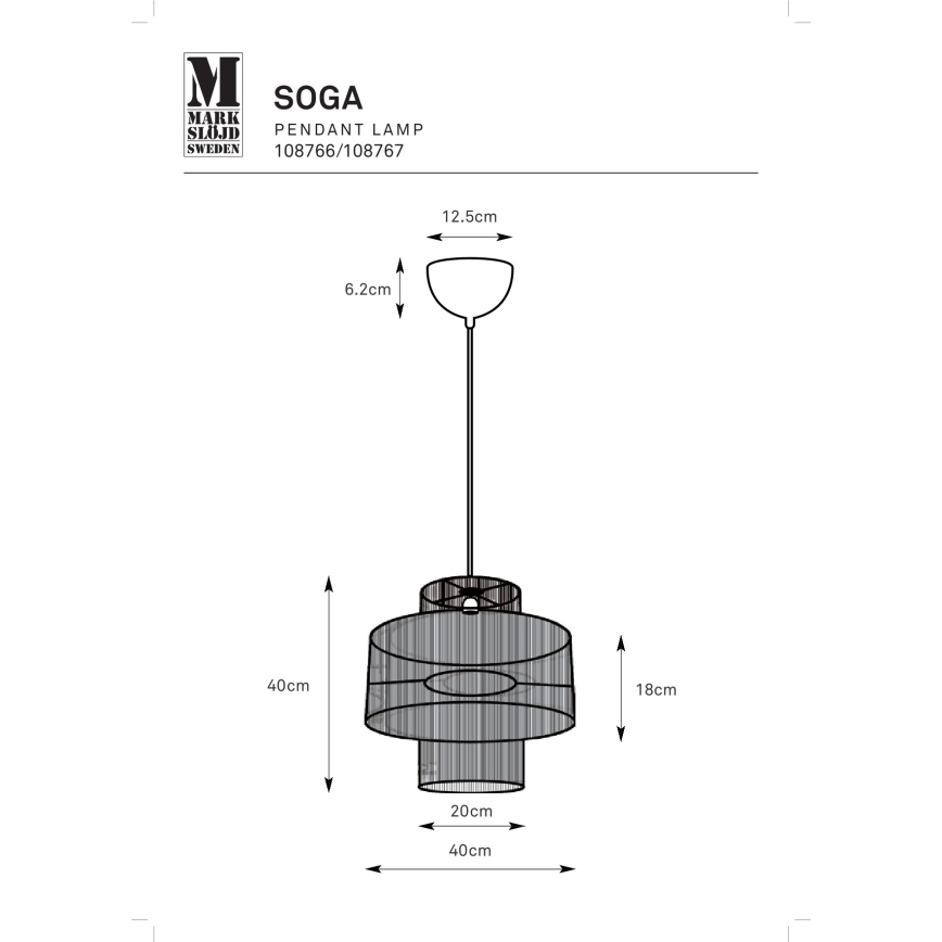 Markslöjd 108767 - Lustra ar auklu SOGA 1xE27/40W/230V zelta