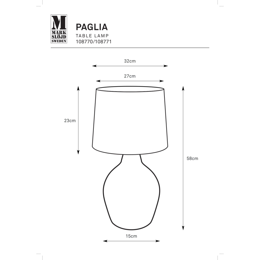 Markslöjd 108771 - Galda lampa PAGLIA 1xE27/40W/230V balta/rotanga