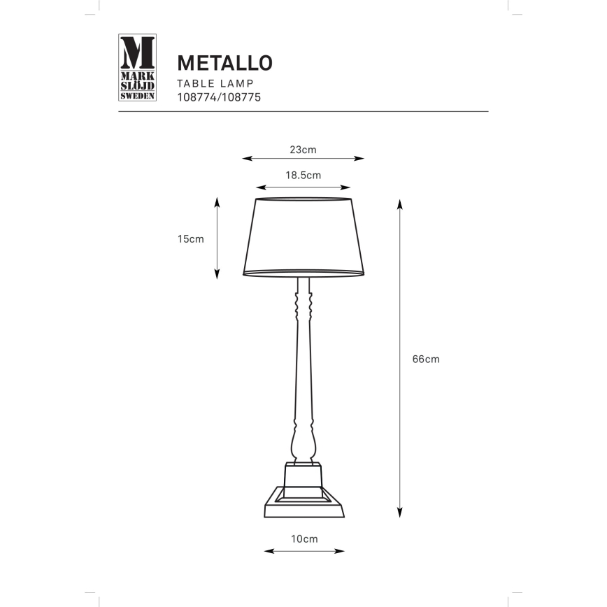 Markslöjd 108775 - Galda lampa METALLO 1xE27/40W/230V matēts hroms