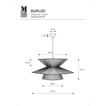 Markslöjd 108784 - Lustra ar auklu DUPLICI 1xE27/40W/230V melna/bambusa