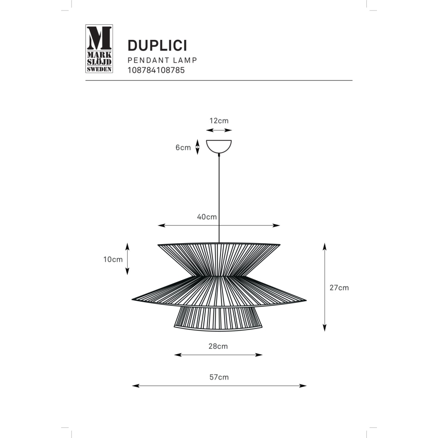 Markslöjd 108784 - Lustra ar auklu DUPLICI 1xE27/40W/230V melna/bambusa