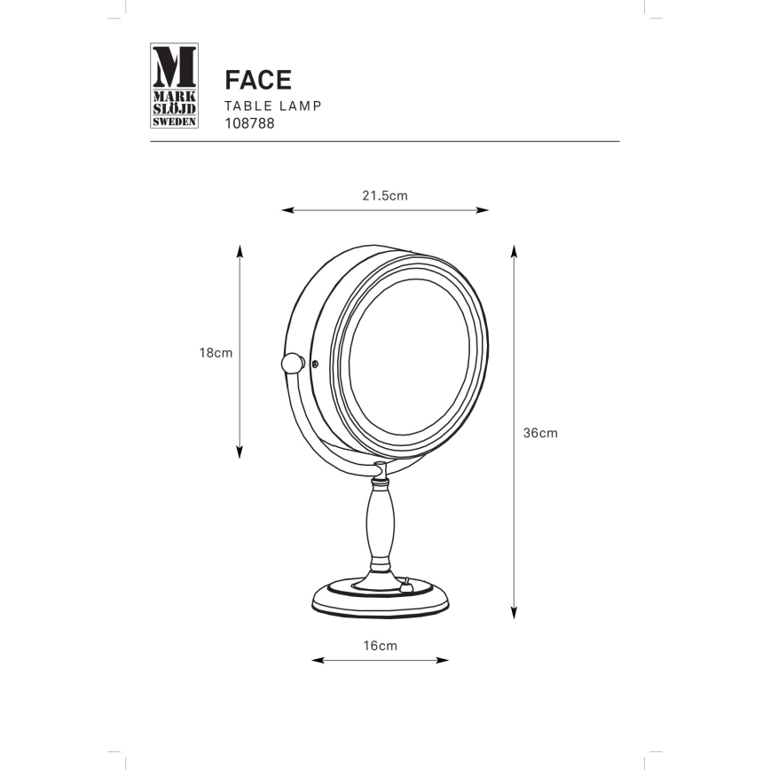 Markslöjd 108788 - Kosmētiskais spogulis FACE 1xE14/25W/230V