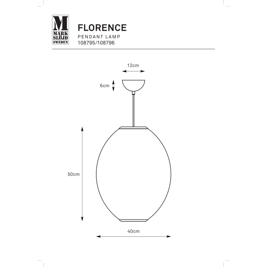 Markslöjd 108795 - Lustra ar auklu FLORENCE 1xE27/40W/230V melna
