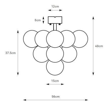 Markslöjd 108845 - Virsmas stiprināms lustrs MERLOT 13xG9/18W/230V Ø 56 cm melns/dūmains