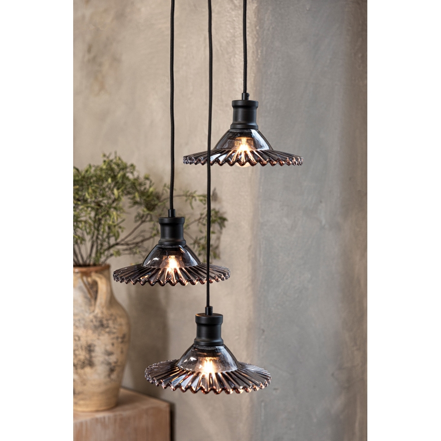 Markslöjd 108853 - Lustra ar auklu NOVIA 3xE27/40W/230V melna/dūmakains