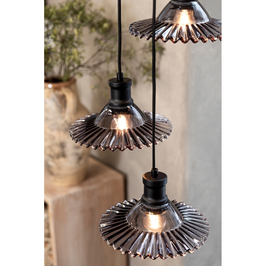 Markslöjd 108853 - Lustra ar auklu NOVIA 3xE27/40W/230V melna/dūmakains
