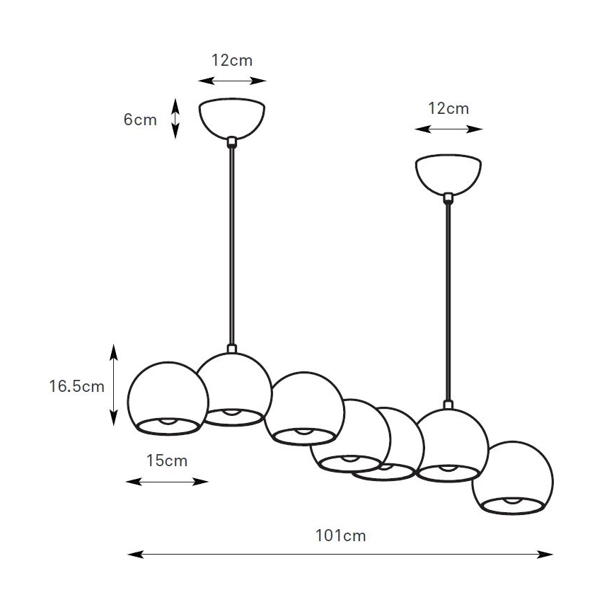 Markslöjd 108914 - Pakaramā lampa uz kabeļa CUPOLO 7xE14/40W/230V pelēka
