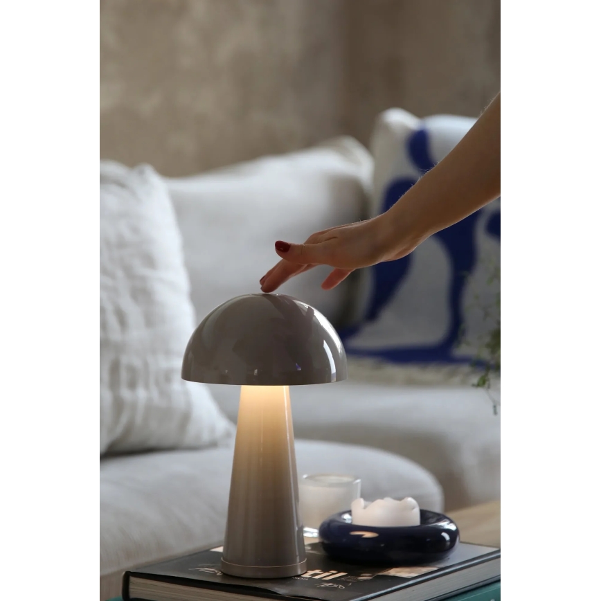 Markslöjd 108950 - LED dimējama uzlādējamā galda lampa FUNGI LED/1,5W/5V 2000 mAh IP44 pelēka