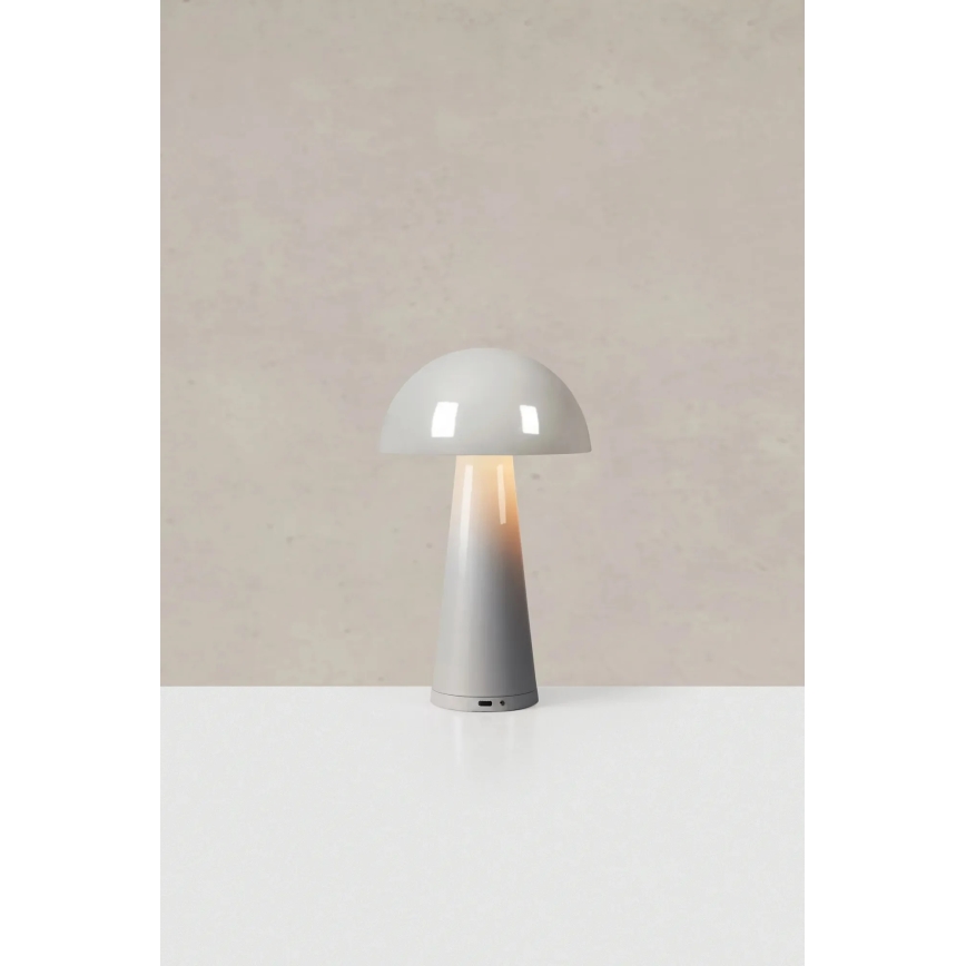 Markslöjd 108950 - LED dimējama uzlādējamā galda lampa FUNGI LED/1,5W/5V 2000 mAh IP44 pelēka