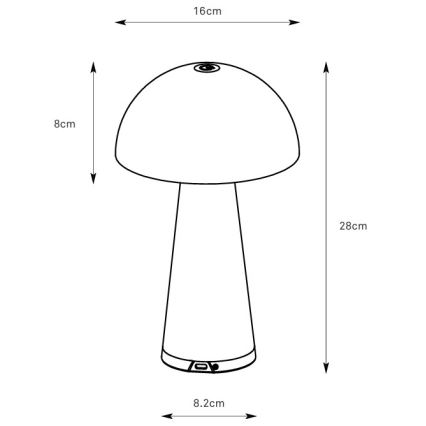 Markslöjd 108950 - LED dimējama uzlādējamā galda lampa FUNGI LED/1,5W/5V 2000 mAh IP44 pelēka