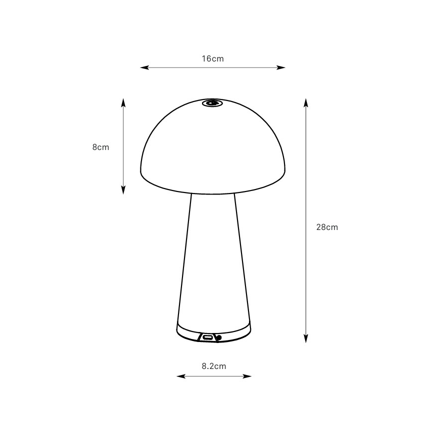 Markslöjd 108950 - LED dimējama uzlādējamā galda lampa FUNGI LED/1,5W/5V 2000 mAh IP44 pelēka