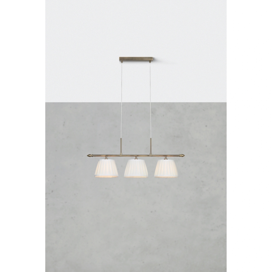 Markslöjd 108975 - Pakarināmais gaismeklis uz troses OXFORD 3xE14/40W/230V misiņš/balts