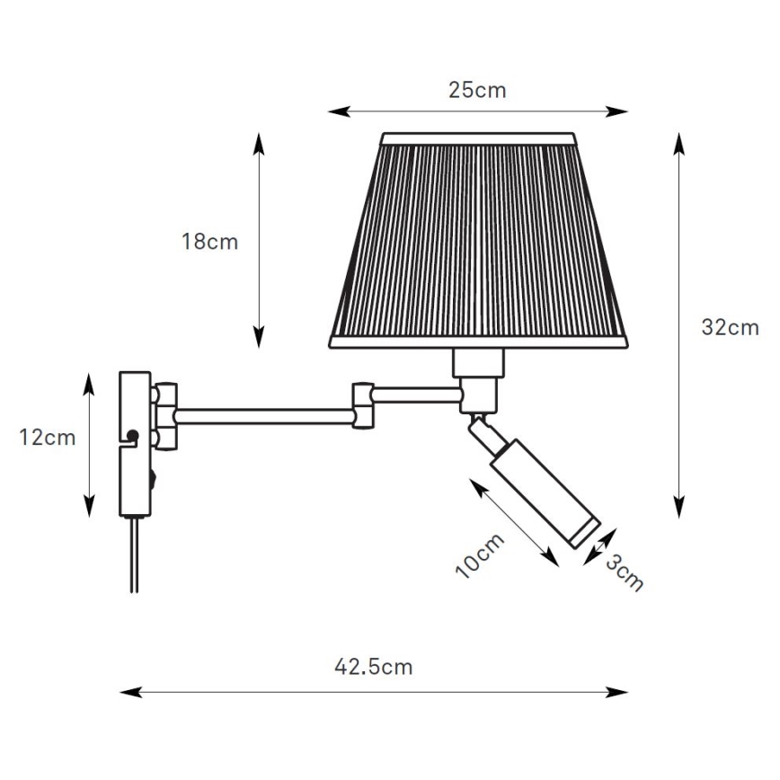 Markslöjd 109016 - LED sienas lampa PIVOT 1xE27/40W/230V + LED/4W krēmīga/melna