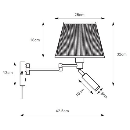 Markslöjd 109017 - LED sienas lampa PIVOT 1xE27/40W/230V + LED/4W krēmkrāsa/misiņš