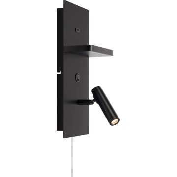 Markslöjd 109018 - CARICA LED/4W/230V sienas spota lampa ar plauktu un USB portu, melna