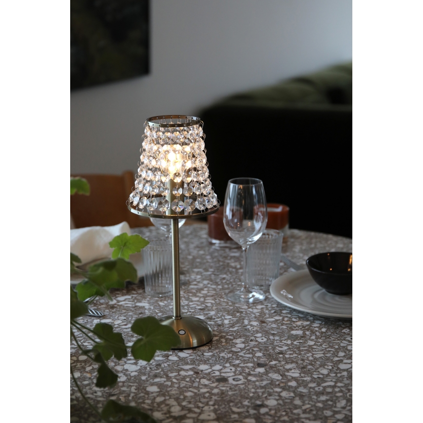 Markslöjd 109125 - LED galda lampa LIORA ar skārienvadību, ar regulējamu spilgtumu, uzlādējama, 1xE14/2W/2000 mAh, misiņš