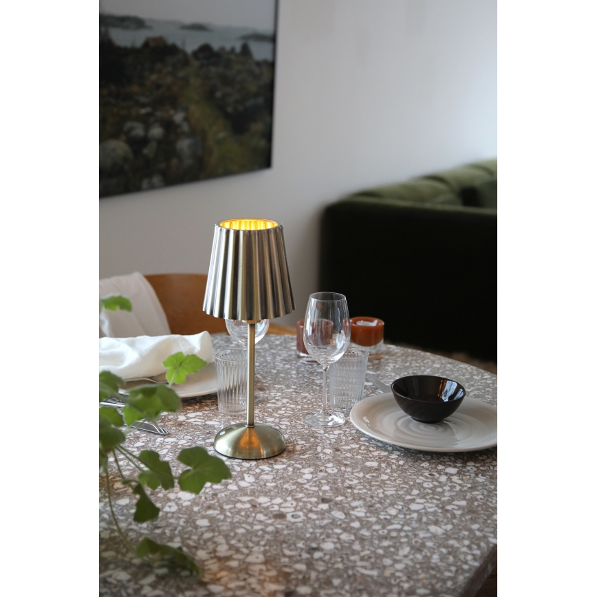 Markslöjd 109127 - LED aptumšojama uzlādējamā skārienvadāma galda lampa CELIA 1xE14/2W/2000 mAh misiņa