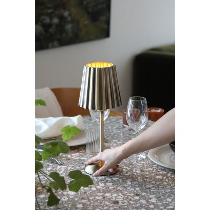 Markslöjd 109127 - LED aptumšojama uzlādējamā skārienvadāma galda lampa CELIA 1xE14/2W/2000 mAh misiņa