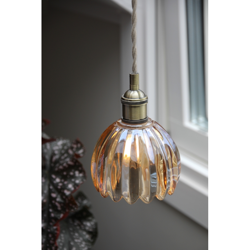 Markslöjd 109137 - Piekaramā lampa ar vadu GOTA 1xE14/40W/230V Ø 13 cm dūmakaini bēša/misiņš