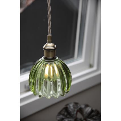 Markslöjd 109138 - Pakaramais gaismeklis uz kabeļa GOTA 1xE14/40W/230V Ø 13 cm dūmakaini zaļš/misiņš