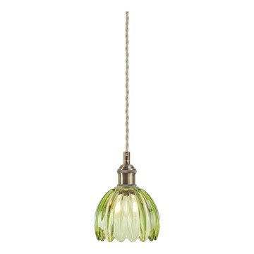 Markslöjd 109138 - Pakaramais gaismeklis uz kabeļa GOTA 1xE14/40W/230V Ø 13 cm dūmakaini zaļš/misiņš