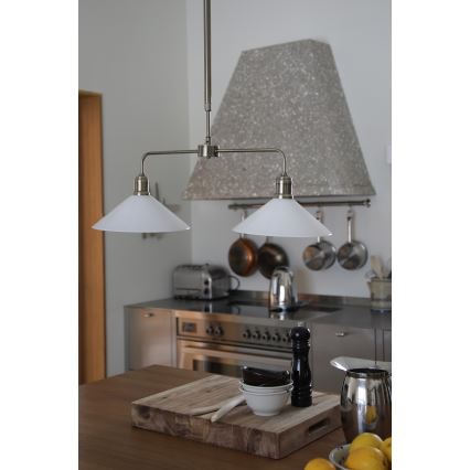 Markslöjd 109160 - VELA griestu lustra ar stieni 2xE27/60W/230V balta/misiņš