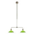 Markslöjd 109161 - VELA griestu lampa uz stieņa, 2xE27/60W/230V, zaļa ar misiņa apdari