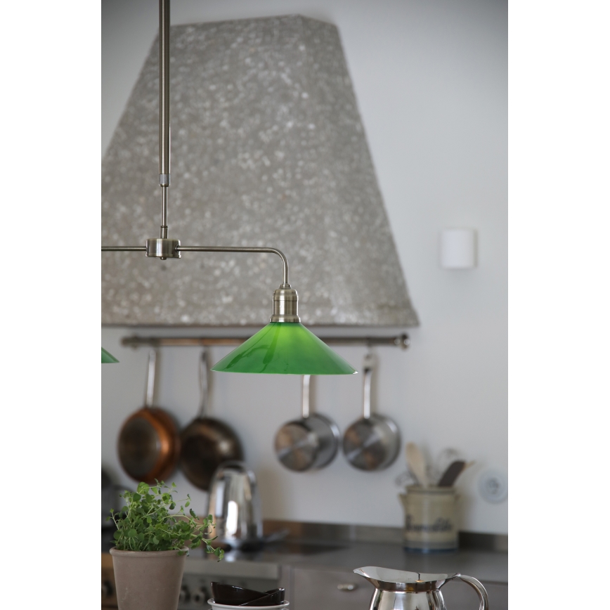 Markslöjd 109161 - VELA griestu lampa uz stieņa, 2xE27/60W/230V, zaļa ar misiņa apdari