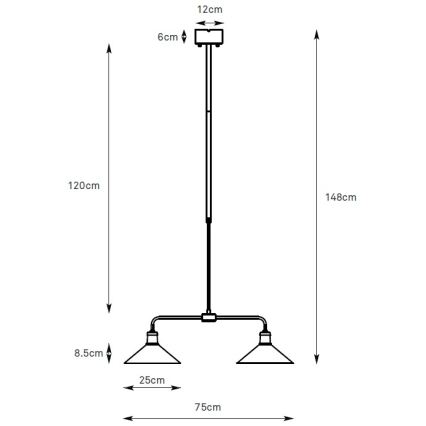 Markslöjd 109161 - VELA griestu lampa uz stieņa, 2xE27/60W/230V, zaļa ar misiņa apdari