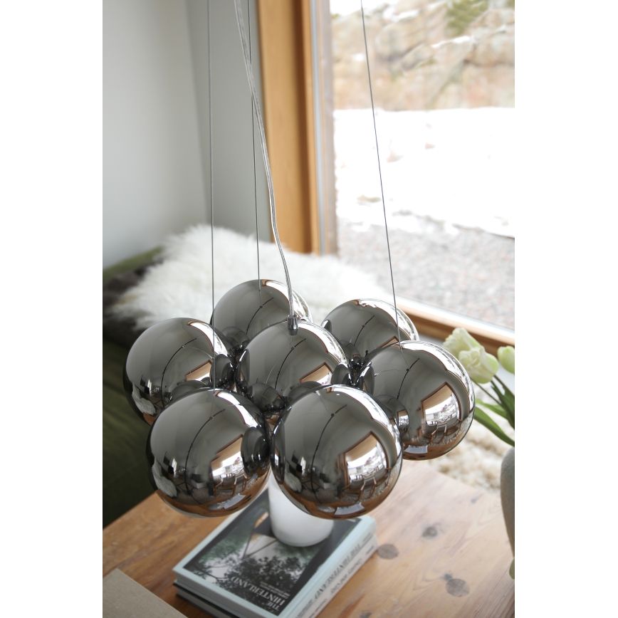 Markslöjd 109167 - Piekaramā lustra uz troses CUPOLO 7xE14/40W/230V spīdīgs hroms