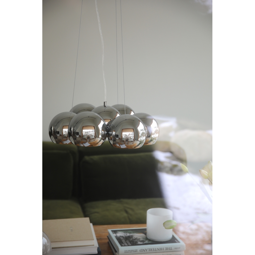 Markslöjd 109167 - Piekaramā lustra uz troses CUPOLO 7xE14/40W/230V spīdīgs hroms