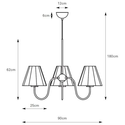 Markslöjd 109172 - Pakārta lustra ar kabeli VEYA 3xE14/40W/230V Ø 90 cm lina/melna