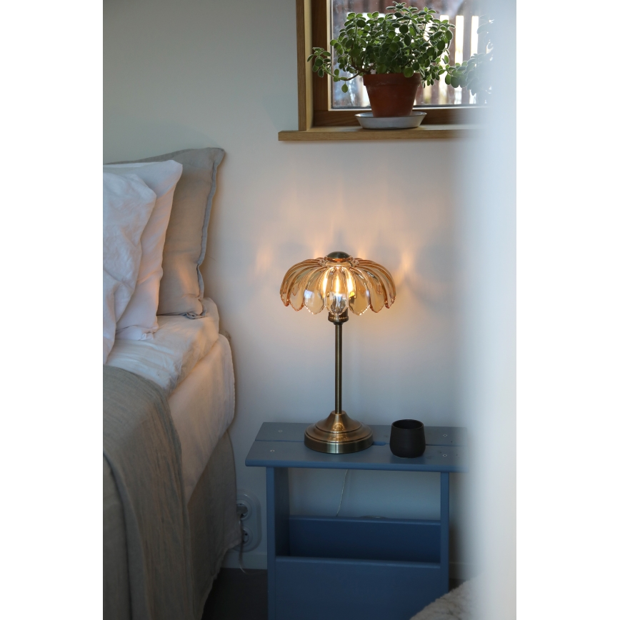 Markslöjd 109180 - Galda lampa KURAGE 1xE27/60W/230V misiņš/dūmakaini bēšs