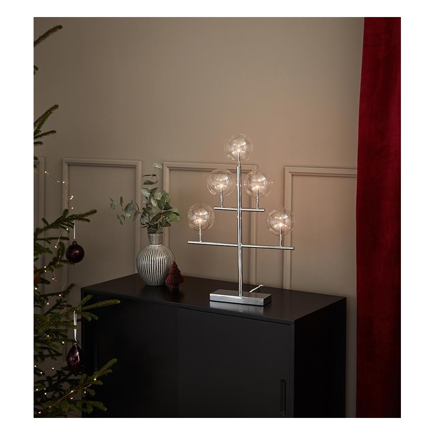 Markslöjd 704820 - Ziemassvētku svečturis MAESTRO 5xE5/0,8W/230/12V spīdīgi hromēts