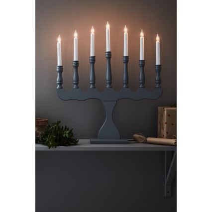 Markslöjd 705813 - Ziemassvētku svečturis SVANEHOLM 7xE10/3W/230V priede/pelēka