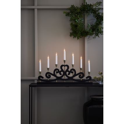 Markslöjd 705966 - Ziemassvētku svečturis NIGHTFALL 7xE10/3W/230V melns/misiņš