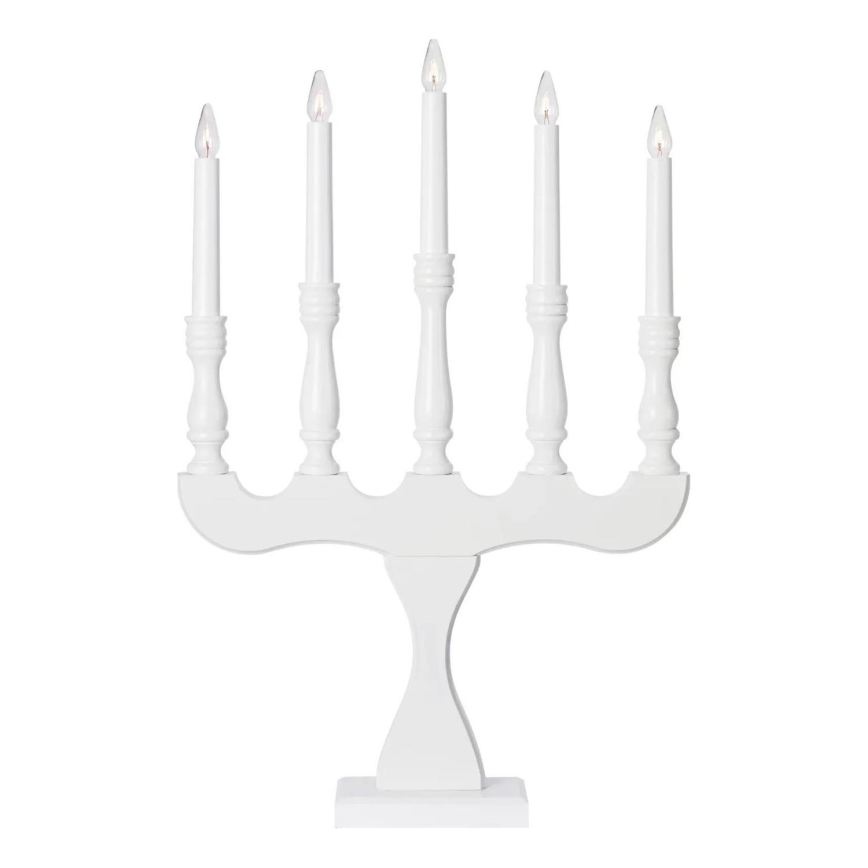 Markslöjd 706278 - Ziemassvētku svečturis SVANEHOLM 5xE10/3W/230V priede/balta